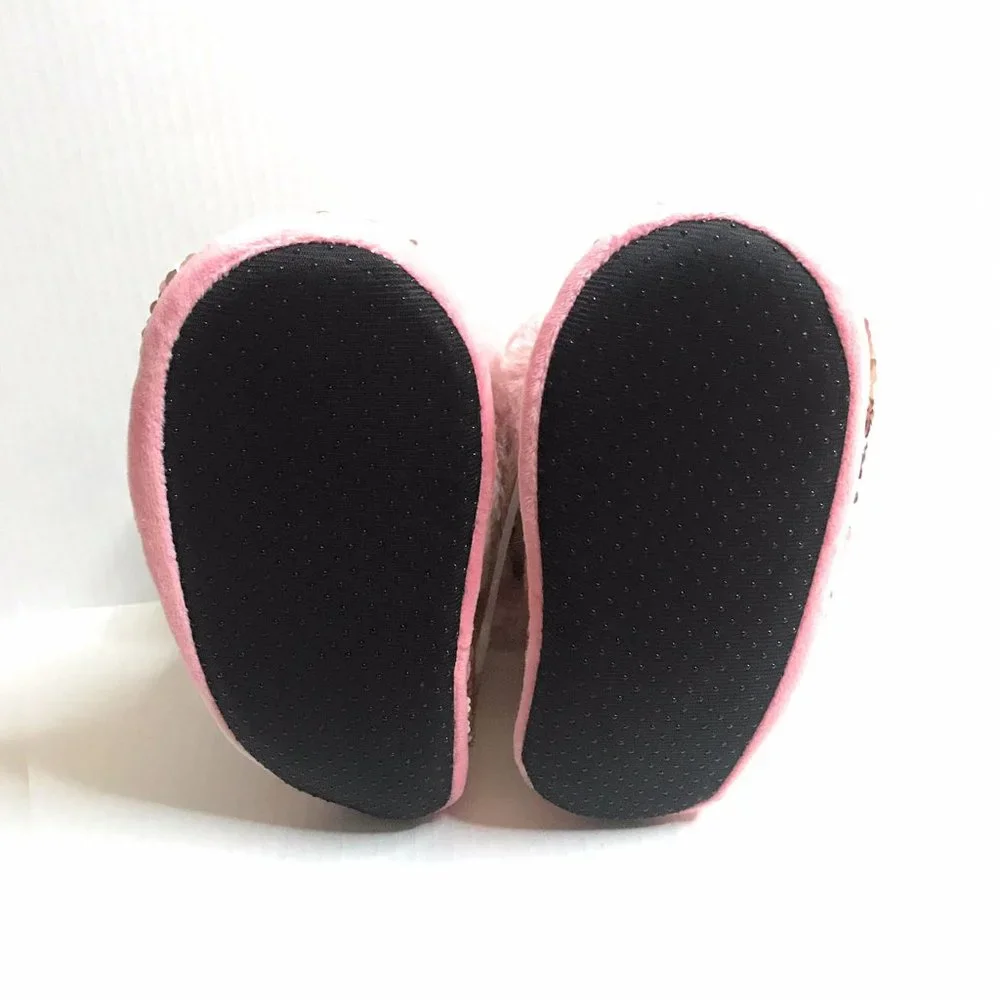 Girls Pink Booties with Gold Sequins, Warm Sparkly Slippers, Great Gift NWT